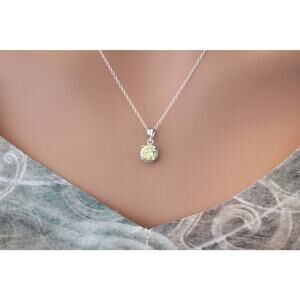 Sterling Silver Light Green August Birthstone Necklace
